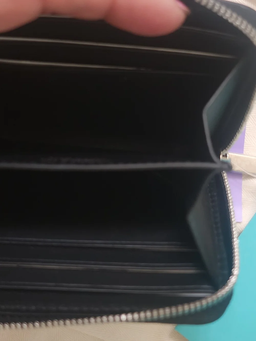 Tiffany & Co. Black Leather Zip Wallet